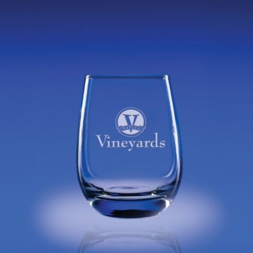 LVH Stemless Wines, Set of Four 4.5\ Height x 3.25\ Width
15.5 Ounces, Each

Imprint area:  2\H x 2.5\W
Includes personalization, choose a monogram, or letters in script or block. 

Care & Use:  Dishwasher safe.

